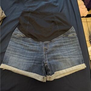 Isabel Maternity by Ingrid & Isabel Blue Jean Shorts with Black Waistband